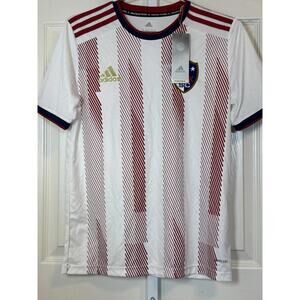 adidas Soccer Jersey White Red Short Sleeve Santa Cruz Shirt Boys Large #16 NWT